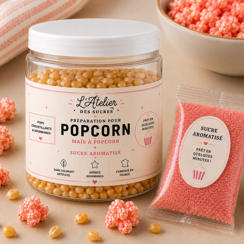 Popcorn Gourmand – Kit Sucré Artisanal