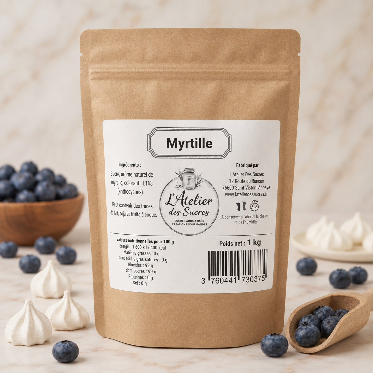 Sucre Aromatisé Myrtille